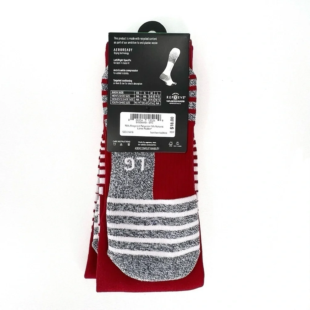 Adidas Men's Size Large Team Speed Soccer Socks 3 Pair Red White Gray New NWT